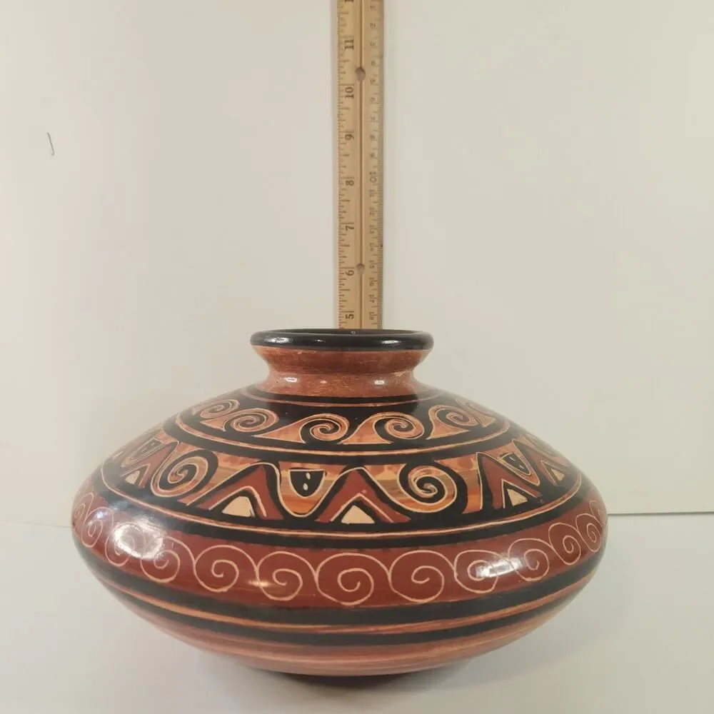 Guaitil Costa Rican Handcrafted & Painted Red Clay Chorotega Vase